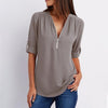 Blouse en Couleur Pure Col en V