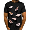 T-Shirt Avec 3D Impression Jouer Aux Cartes