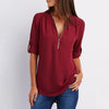 Blouse en Couleur Pure Col en V